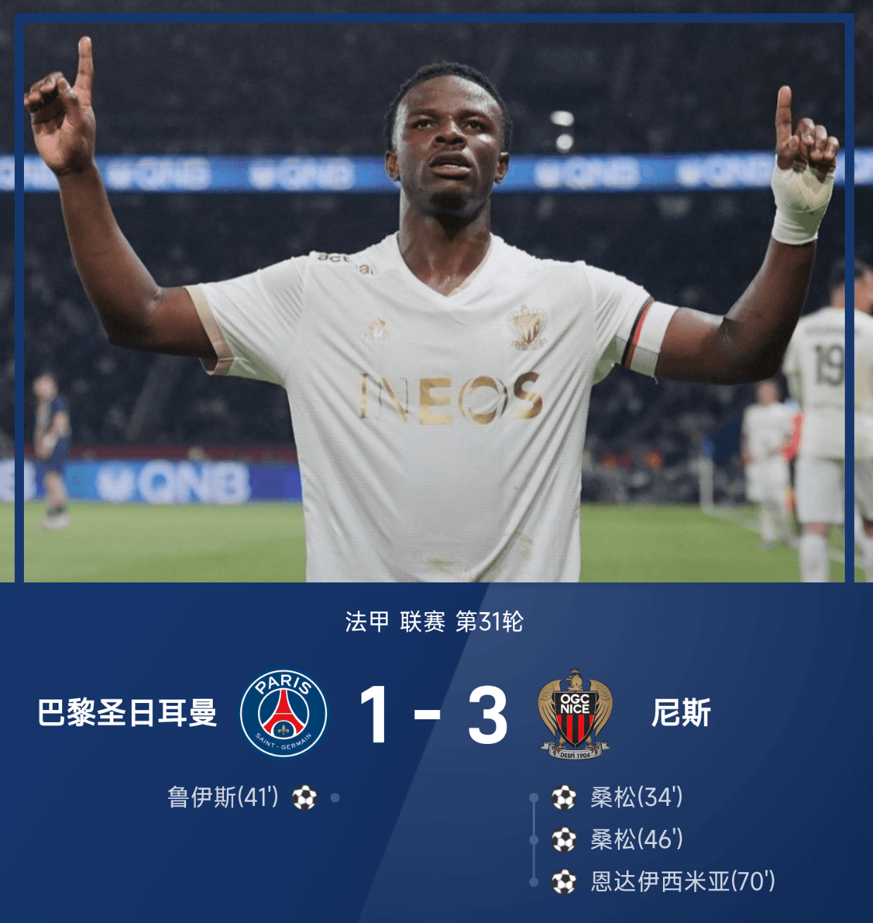 狂轰26脚仍惨败！尼斯门将一战封神 大巴黎不败金身被血洗！欧冠生死战前遭致命打击